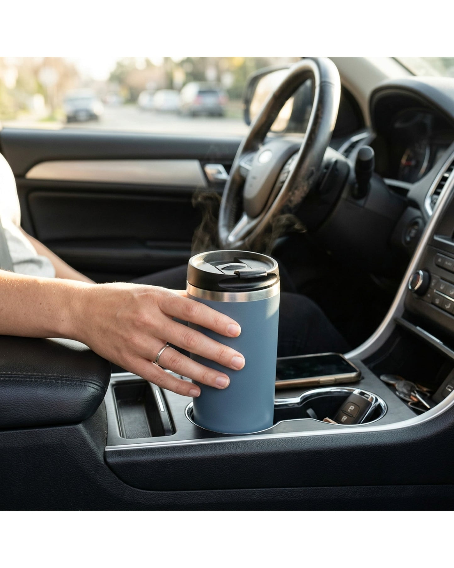 Nivt Compact Coffee Travel Mug Slate Flip Lid 16 oz