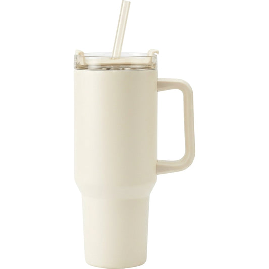 Nivt Cream Handle Tumbler with Straw Lid 30 oz