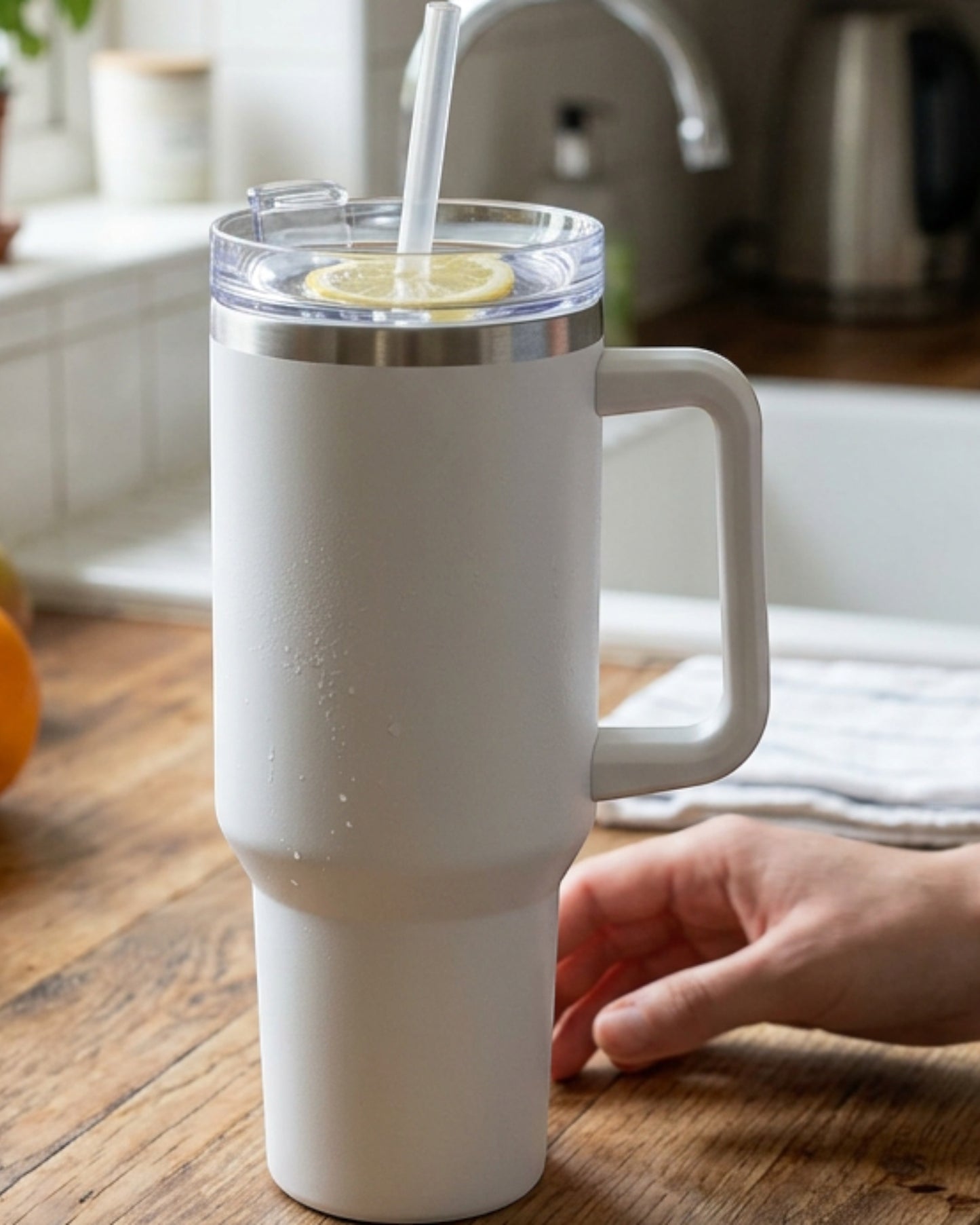 Nivt Handle Travel Tumbler Frost White Straw Lid 32 oz