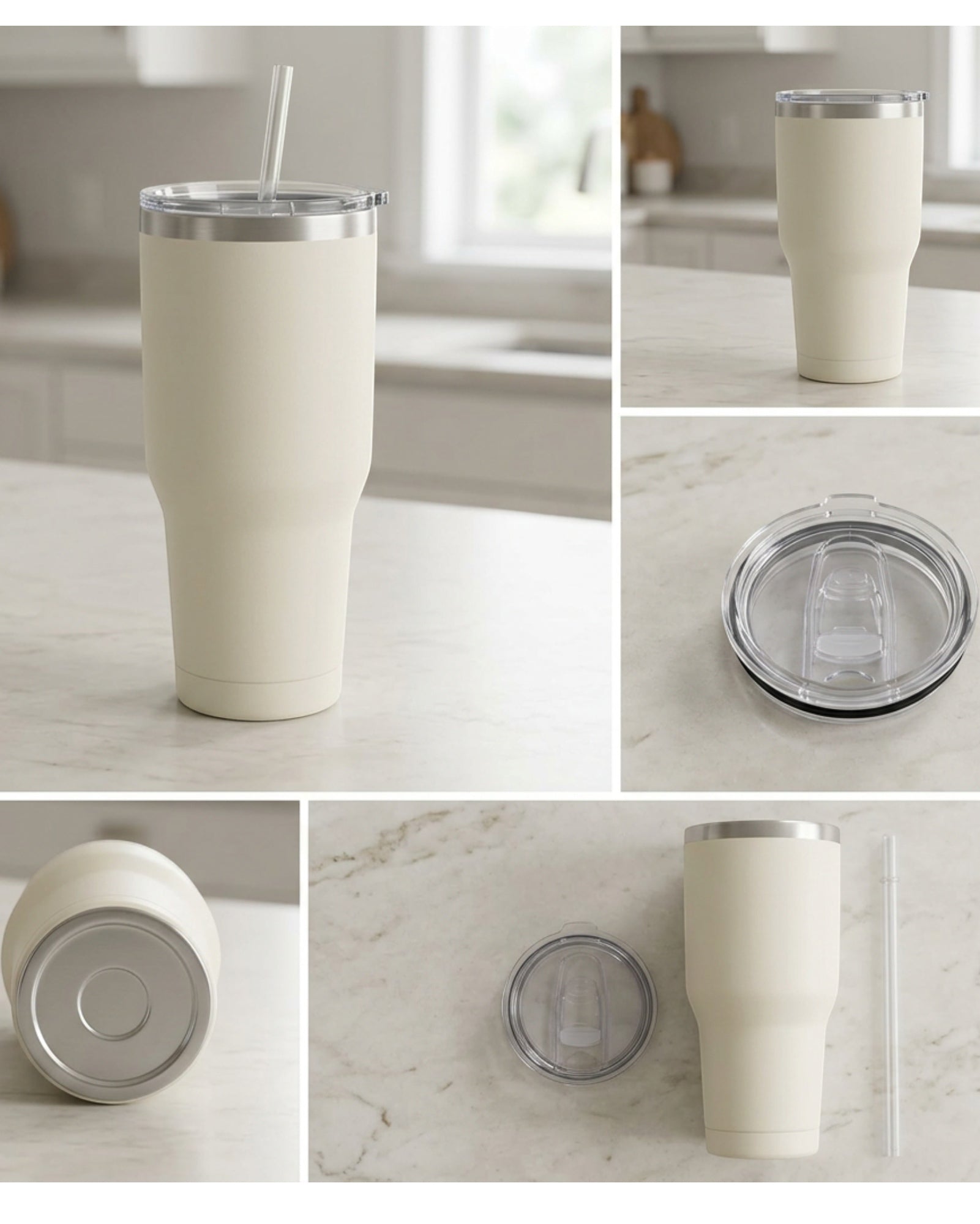 Nivt Ivory Insulated Tumbler 24 oz Straw Lid