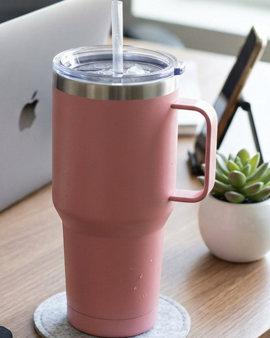 Nivt Rose Stainless Tumbler 30 oz Handle Lid